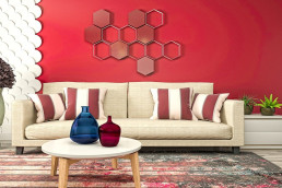 un beau salon rouge et blanc